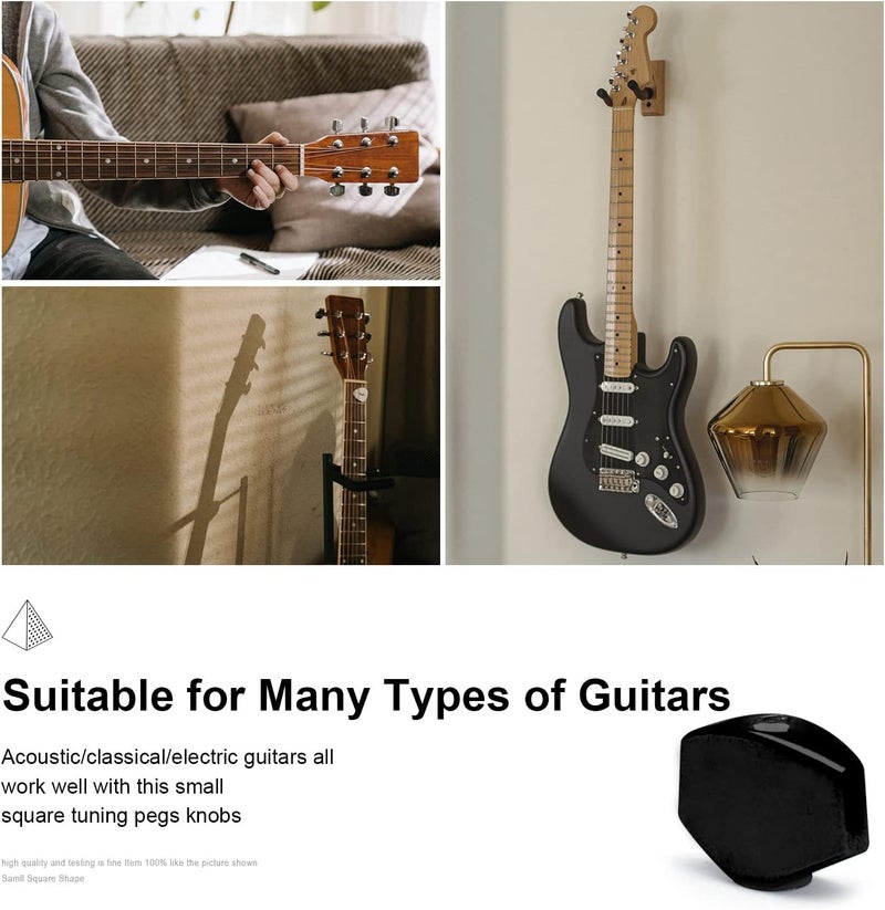 MAXCHEER 6PCS Metal Small Square Shape Guitar Tuning Peg Tuners Machine Head Replacemen Buttons knob Handle Tip (Black Small) - Image 4